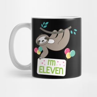 Cute Sloth On Tree I'm Eleven Years Old Born 2009 Happy Birthday To Me 11 Years Old Mug